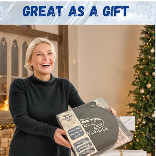 Image of Neck Cooling Tube with Insulated Bag - Reusable Ice Ring Neck Cooler Wrap Indoor Outdoor - Wearable Cooling Ring - Relief for Summer and Hot Flashes - Freezes Under 64℉ (Blue and White)