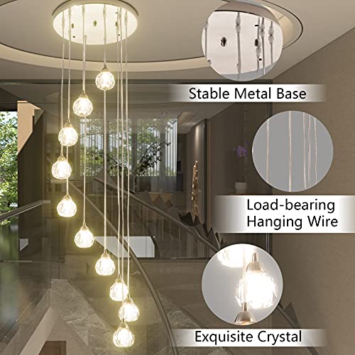 Modern Crystal Chandelier for High Ceilings and Stairs