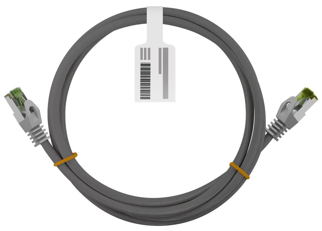 goobay 61121 - CAT 8.1 kabel surowy - kabel sieciowy/kabel LAN - Highspeed 40 Gbits kabel krosowy z ekranowaniem S/FTP PiMF/szary / 15 m