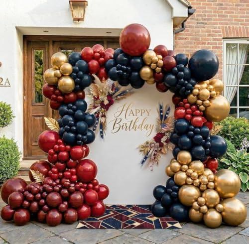 Double Stuffed Navy Blue Burgundy Red Balloon Arch Garland Kit