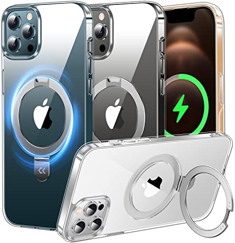 CASEKOO Magnetic Clear for iPhone 12 Pro Max Case with Invisible Stand [Never Yellow] [Compatible with MagSafe] Protective Shockproof Slim Transparent Phone Cases for Women Men 6.7'' 2020, Clear