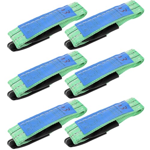 6 Pack Green Lifting Slings Straps Polyester Web Slings, Lift Sling Straps 3.3FtX2in, Straight 4409 LBS Basket 8818-LBS Choker 3527 LBS, Heavy Duty Lift Sling Web for Industrial Shop Use