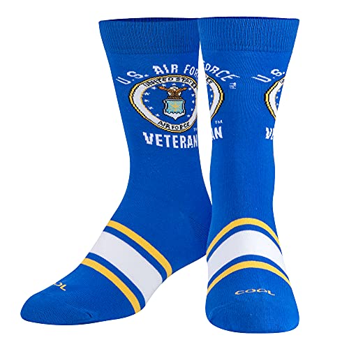 Cool Socks - United States Armed Forces Air Force Veteran Crew Socks – Cool All-Over United States Armed Forces Air Force Veteran Print | Patriotic Military Novelty Socks – Size Large