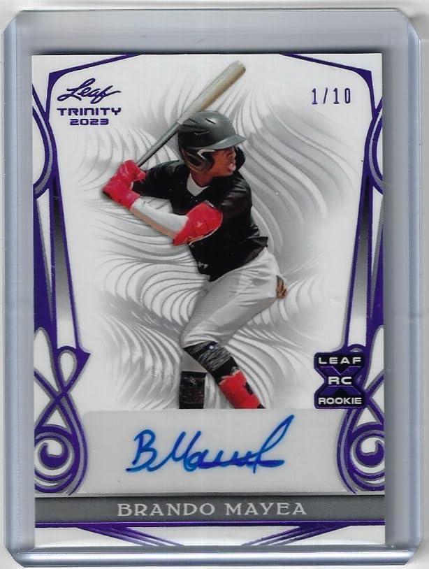 Brandon Mayea Autographed & Serial Numbered #1/10 Purple Parallel Leaf Trinity X Rookie Card Collectible Baseball Card - 2023 Leaf Trinity Baseball Card #BA-BM3 (Yankees)