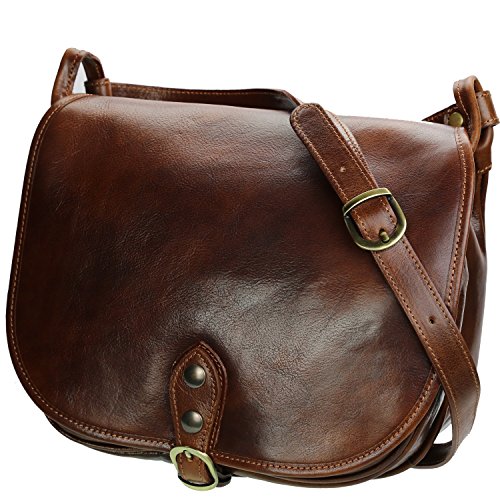 OLIVIA Sac bandoulière femme cuir WESTERN 31x25x15 cm - Marron, Cuir