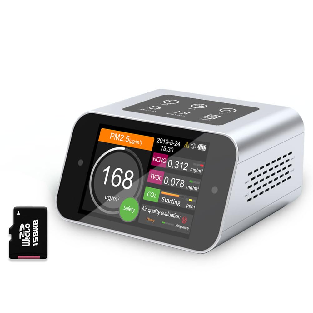 BRWISSEN Air Quality Monitor Indoor AQI Dust Meter Pollution Tester Particle Counter (PM+TVOC+HCHO+CO2)