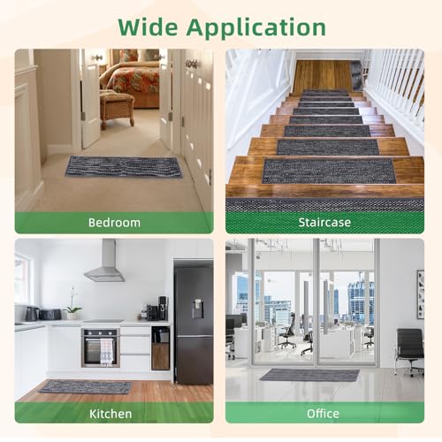 YISUN Stair Carpet Set of 15, Non-Slip Stair Carpet Treads, Non Skid Rubber Backing Removable Washable Step Runners Perfect for Kids Elders and Pets - Image 6