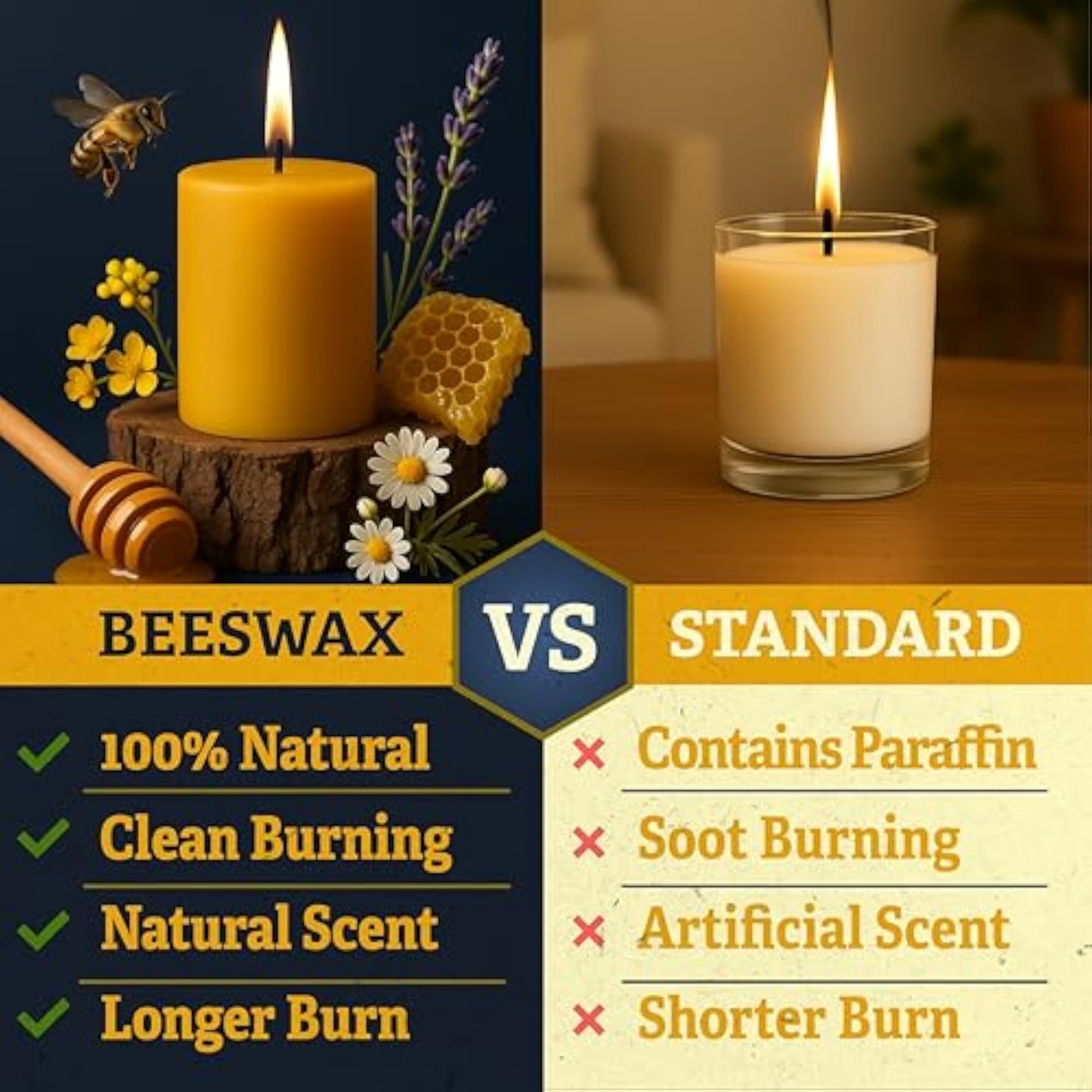 Pure Beeswax Pillar Candle, Handmade in Wales