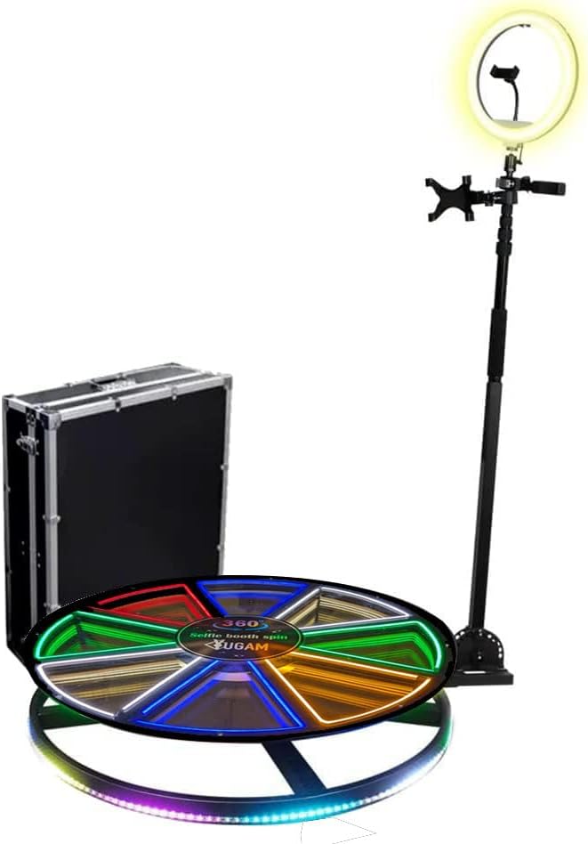 YUGAM N360 Pro 3D 12MM Acrylic Photo Booth Neon Machine 32" Inches for Parties Video Camera Booth Selfie Platform Spin (N360 PRO with Box)