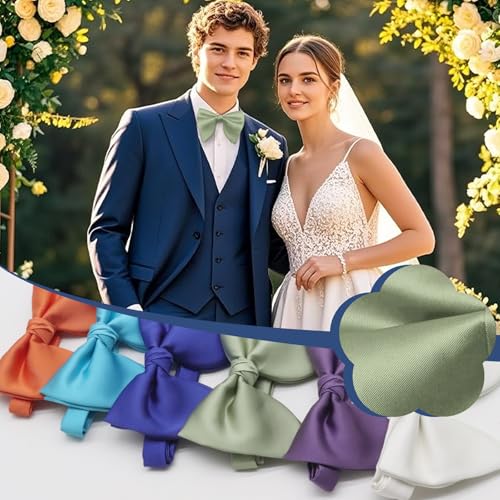Image of Luckyvestir Oversized Bow Ties for Men, Pre Tied Clip on Men's Black Bowtie for Wedding Tuxedo Banquets Formal Wear