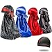 4PCS Silky Durags for Men 360 Waves, Designer Do Rag, 1 Wave Cap (L-Black Blue Black Red)