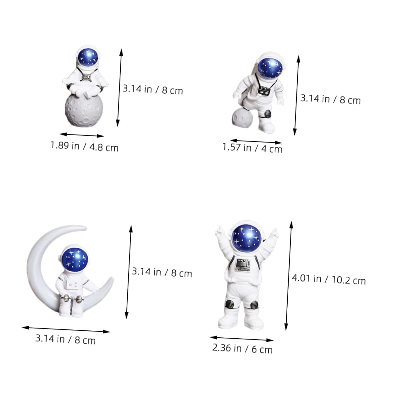 Cabilock 4 Juegos De Estatua De Astronauta Modelo Delicada Figura De Astronauta Adorno De Decoración De Astronauta De Escritorio Estatuas De Astronauta Figuras De Astronauta De