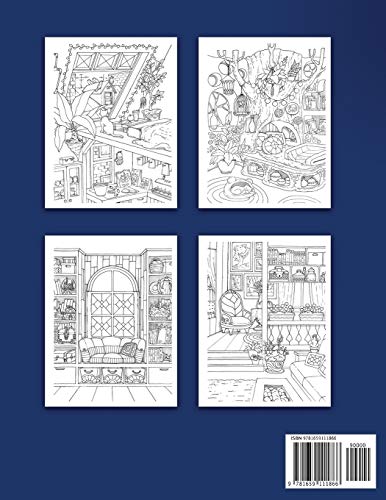 Nice Little Town: Interiors: Adult Coloring Book (Stress Relieving Coloring Pages, Coloring Book for