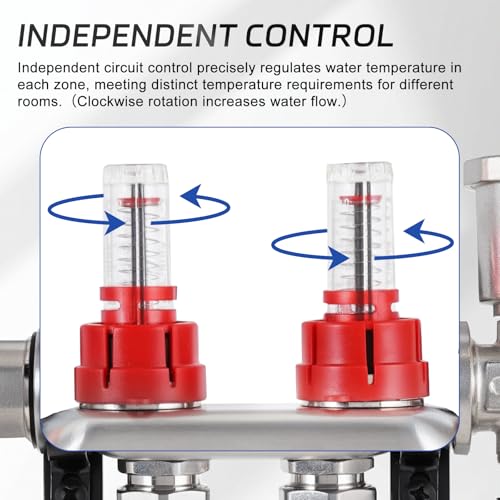 Miniatura 3 de Yuchengtech Colector Calefaccion Suelo Radiante De Acero Inoxidable De 3 Circuitos Con Conexión Eurokonus 3 4 16x2mm Distribuidor Circuito Calefacción Con Caudalímetro Y Válvulas