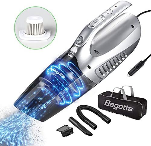 Bagotte Car Vacuum, 5KPA High Power Car Vacuum Cleaner, 12V 120W Portable Vacuum Cleaner with LED Light for Pet Hair Car Cleaning with Carry Bag