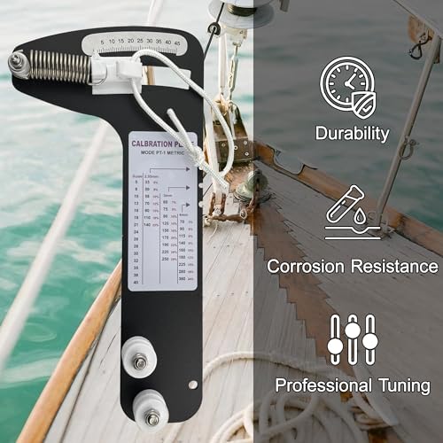 Image of PT-1M Sailboat Rigging Tension Gauge, 800 LB High Precision Tension Meter for 2.5mm 3mm 4mm Wire Rope Standing Rigging, Marine Stainless Steel Tension Tool for Sailboat Yacht Rigging