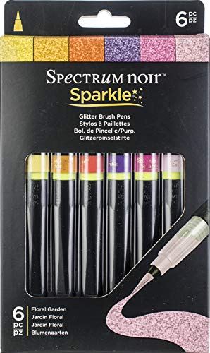 Spectrum Noir Sparkle fonkelende fijne glitterpenseel pennen ingesteld bloementuin 6 stuks - bloementuin