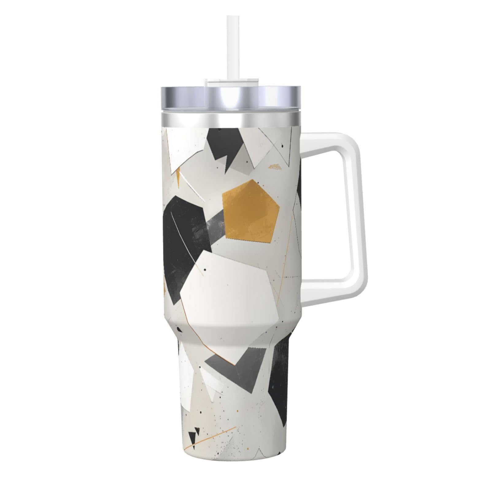 Vaso aislado de fútbol de 40 oz con tapa y pajilla para café