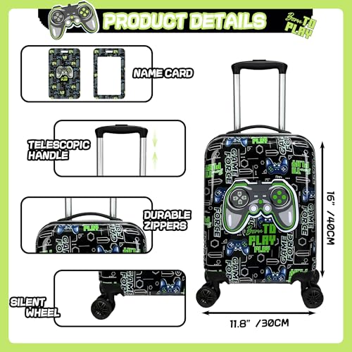 Kid’s Luggage Set 5 Piece Suitcase Set 16’’ Hardside Luggage with Spinner Wheels Girls Boys Carry on Luggage Travel Rolling Luggage Airline Approved2