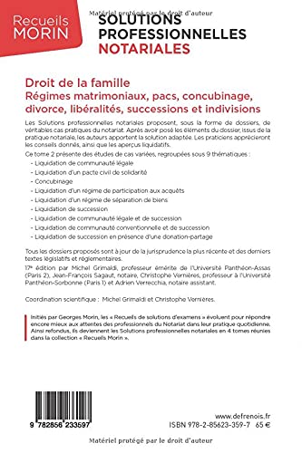 Solutions professionnelles notariales: Tome 2, Droit de la famille