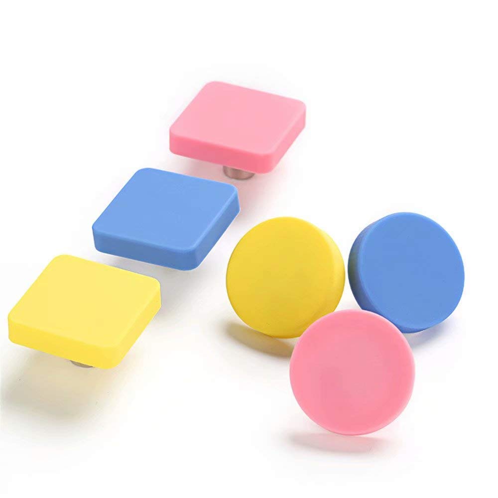 Pomos de Puerta, 6 pomos creativos de Gel de sílice para Puerta, Tiradores de cajón para Armario/Armario/Armario/cajón/baño/decoración de habitación de niños (Rosa-Redondo)