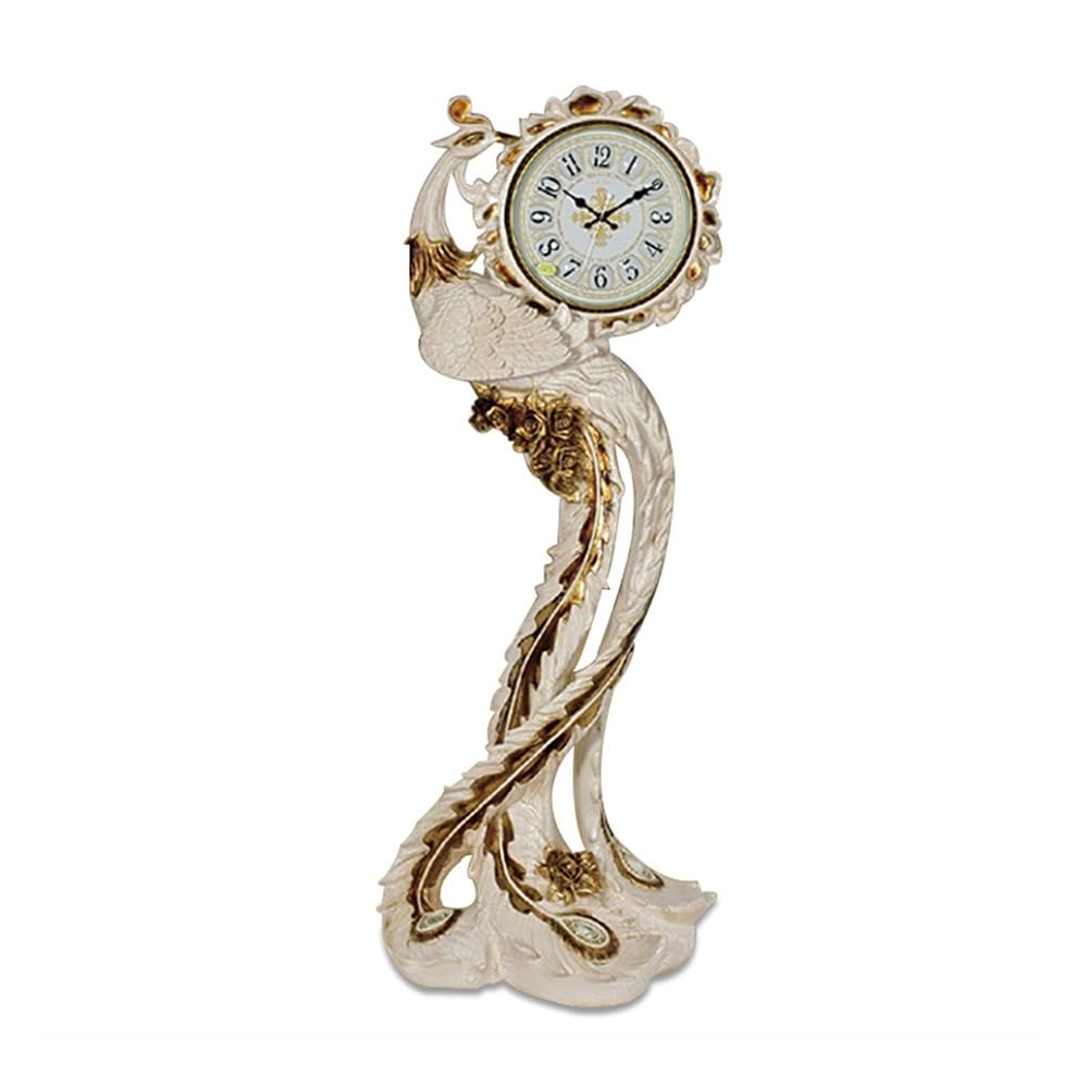 Kf2vBt7dP Chinese Style Floor Clock Resin Grandfather Clock Peacock-Shaped Living Room Decoration Chinese Style Desk Retro Standing Grandfather Clocks