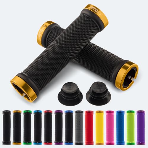 JETCAT Bike Grips, Bike Handlebar Grips, Mountain Bike Grips Handlebar, MTB Grips, Bicycle Grips BMX Grips, Bicycle Handlebar Grips Handles for Adults. Ebike, MTB, Scooter, Lock on, Black/Yellow