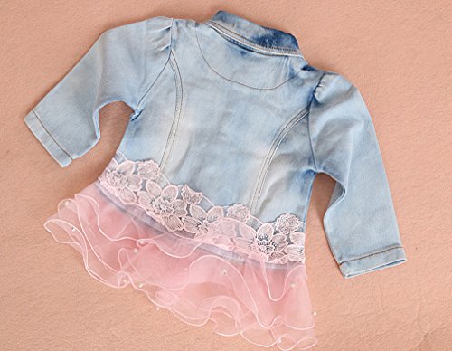 Image of Yao Baby Girls Denim Clothing Sets 3 Pieces Sets T Shirt Denim Jacket and Jeans