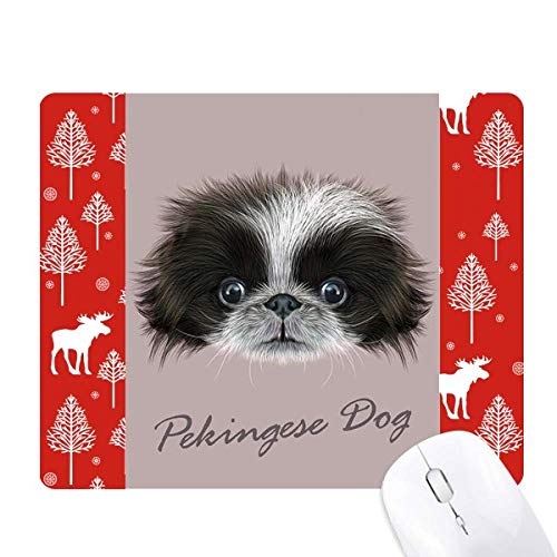 Souris de Noël pékinois noir et blanc : objet cadeau mignon forêt woods