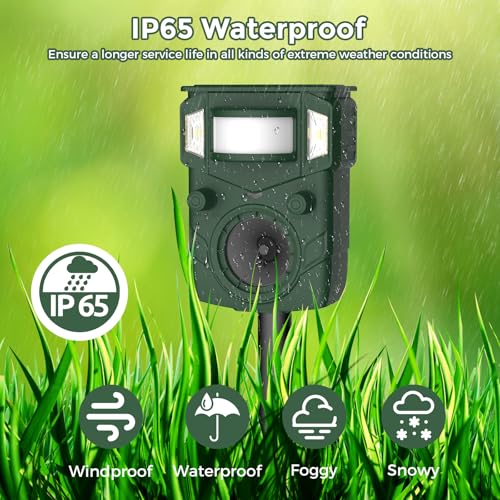 image for Aqjbh Solar Ultrasonic Animal Repellent, Multi-Modes Deer Repellent De