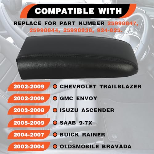 Kojem Center Console Armrest Lid W/Latch Compatible with 02-09 Trailblazer Envoy 03-08 Ascender 05-09 Saab 9-7x 02-04 Bravada 04-07 Rainier Replace for 25998847 25998844 25998838 (W/Leather Cover) by Kojem - Used condition - Image 2