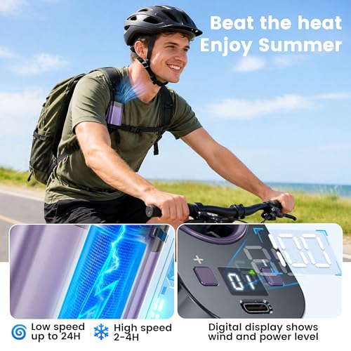 YQLKYMLO Portable Rechargeable Waist Fan Bladeless, 24H Max Cooling, 100-Speed 20000RPM Turbo Cooling Battery Personal Fan, Hands-Free Shirt/Belt/Neck Fan for Work Outdoor Travel, Purple - image 4