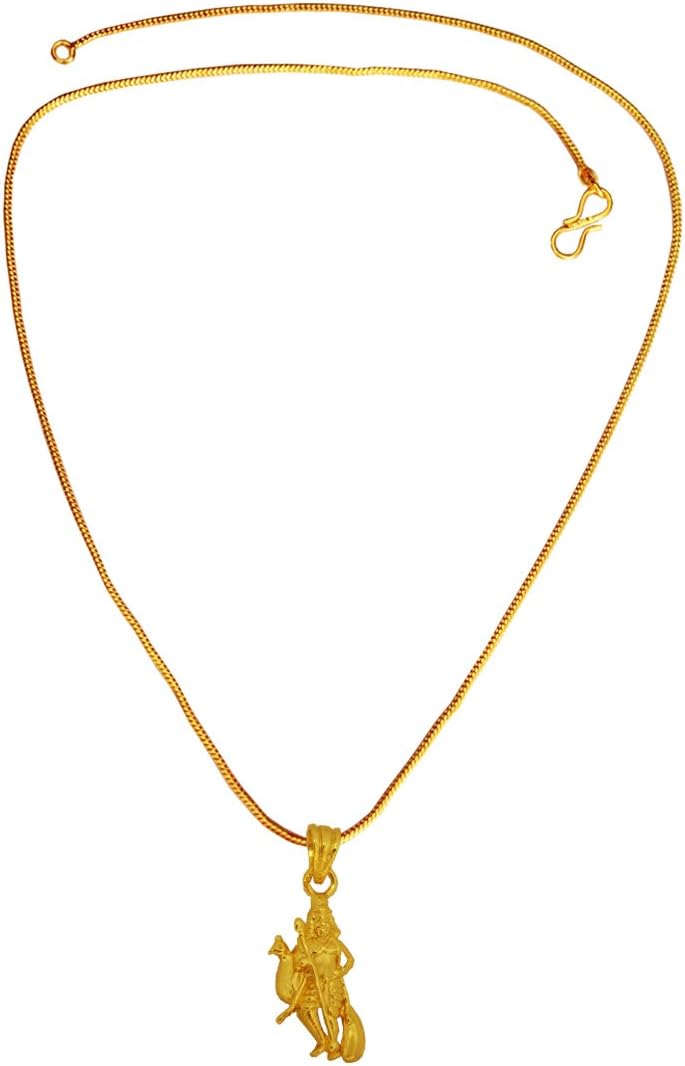 Menjewell Spiritual Collection Gold Plated Lord Murugan Kartikeya Swamy Mini Pendant with Chain for Men & Boys