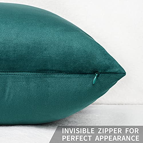 Yastouay 2 Pack Throw Pillow Covers, Teal Decorative Lumbar Pillow Covers, Solid Sofa Pillows, Soft Velvet Pillow Case, Square Accent Cushion Covers For Sofa Couch Bed Chair, 12 X 20 Inches #TOP4