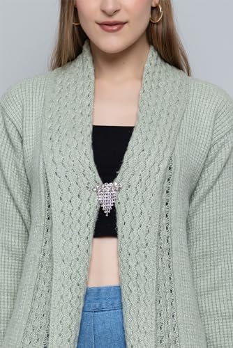 Image of Wear lusso Women's Woolen V-Neck Open Front Shrug Cardigan | Long Sleeve Winter Sweater for Girls & Ladies | Stylish Warm Outerwear in Trendy Colors