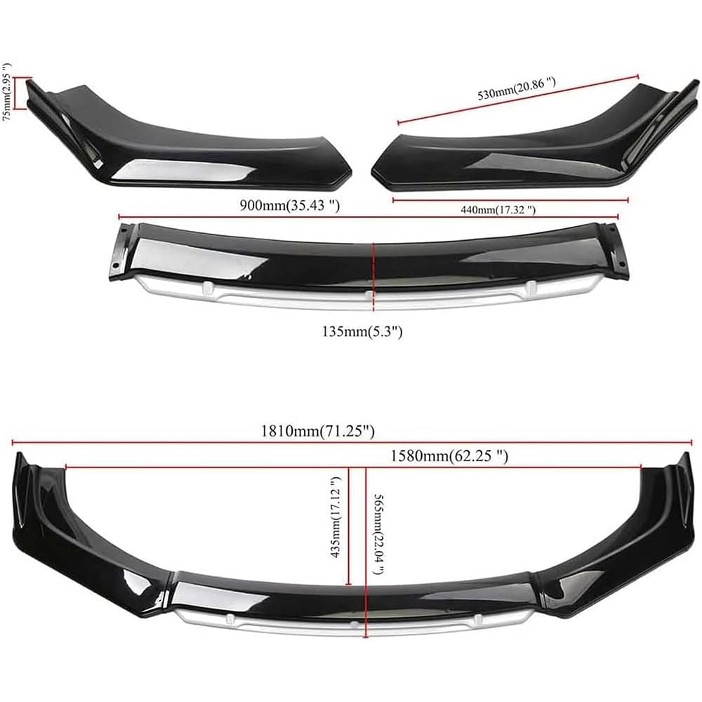 Spoiler per Labbro del Paraurti Anteriore per Hyundai I20 I20 N N-Line BC3 MK3 2021 2022 2023 2024 Spoiler Anteriore Splitter Canard Kit Corpo Tuning Ricambi Auto,F/Carbon Fiber Red