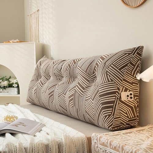 Cojín de lectura de cuña grande para acostarse en la cama, almohada de cabecera triangular con relleno de ranura, almohada de espalda triangular, 100 cm