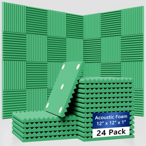 TEMGCUAM 24 Pack Acoustic Foam Wall Panels, 12 x 12 x 1 in