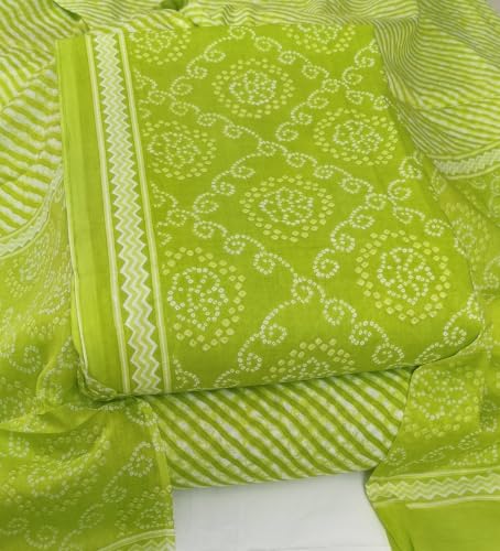 Image of DRAVINAM Trends Women's Premium Cambric Cotton Jaipuri Printed Unstitched Salwar Suit Dress Material with Mulmul Cotton Dupatta