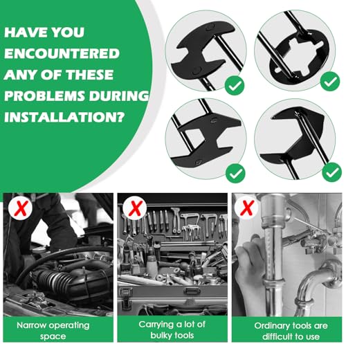 Zieuyend 2Pcs Multifunctional Basin Wrench Set, 7 Sizes Universal Under Sink Plumbers Tool with Four-Jaw Hex Wrench for Kitchen & Bathroom, Includes Free Gloves - Image 6