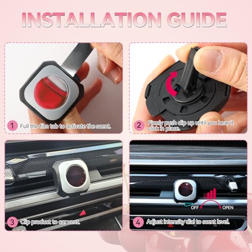 Image of Car Air Freshener Vent Clip 6 Pack 4ml Each Up to 180 Days Long Lasting Scent Odor Eliminator for Women Men(Fresh Cherry)