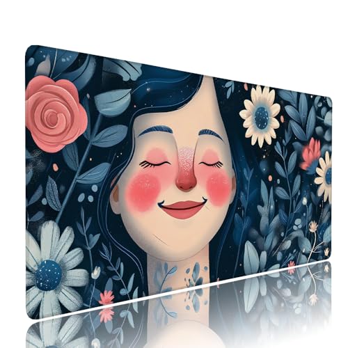 Tapis de souris XXL bleu 900x400mm imperméable avec base anti-dérapante pour bureau