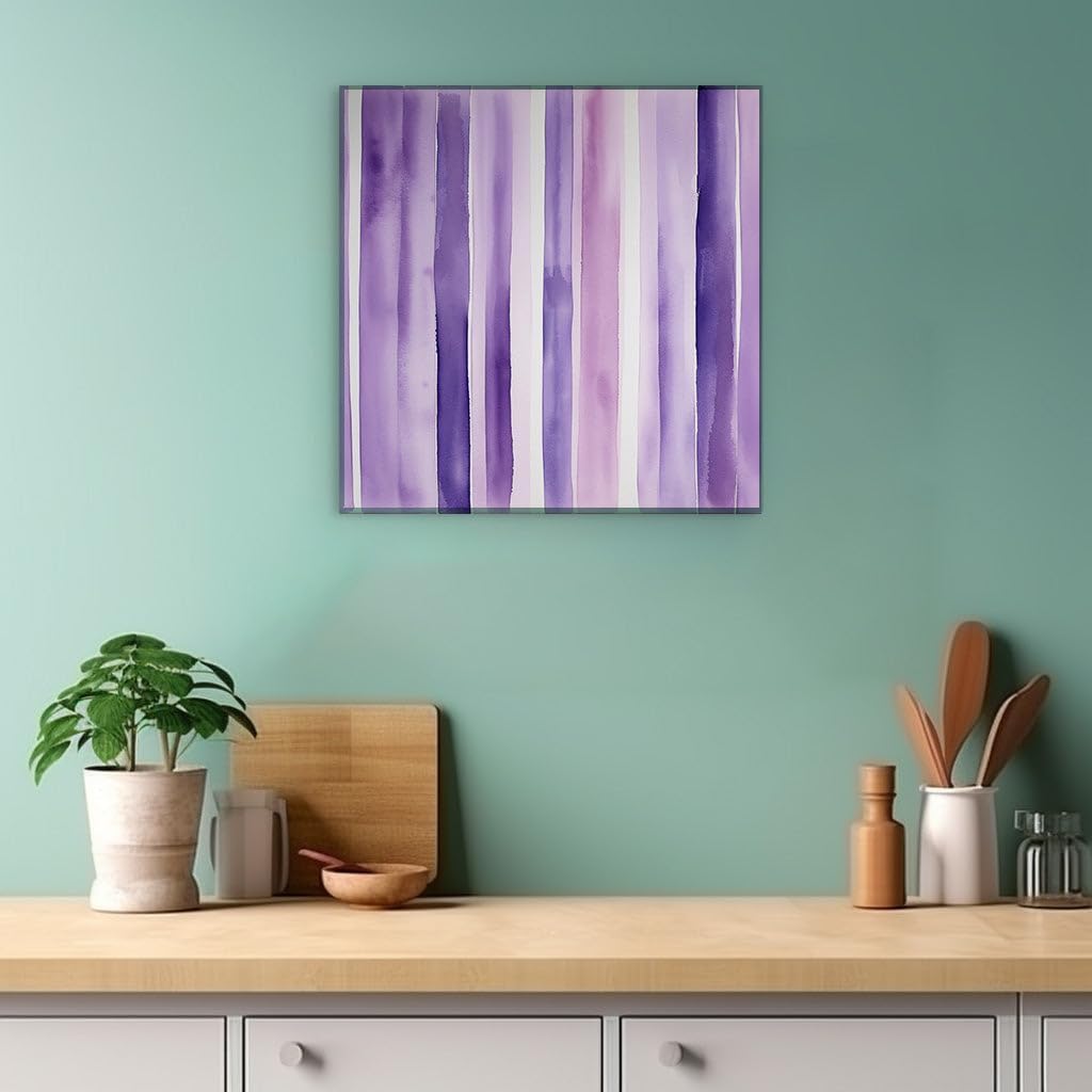 Canvas for Living room. Subtle Hues and Dynamic Stripes A Dance of Purple and Pink in Abstract Watercolor, 27 x 18 inch Canvas Wall Art - Modernist Expressions - Modern Home Decor