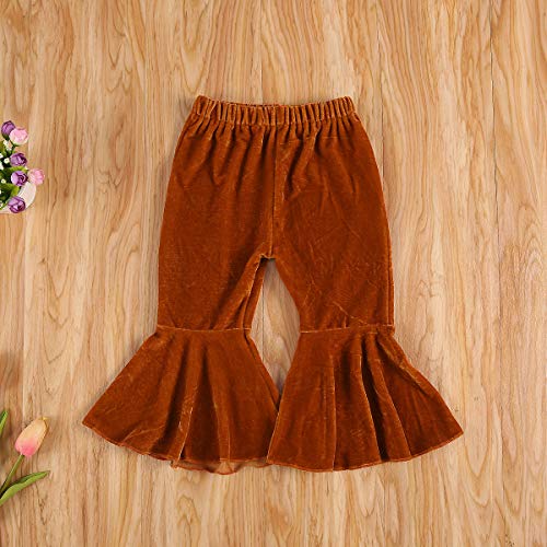Toddler Kids Baby Girl Bell Bottoms Velvet Flare Pants Ruffle Leggings Trousers Fall Long Pants (Orange, 1-2 Years) #TOP3