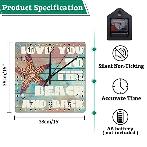 Horloge murale rustique grand format carré style rétro chic