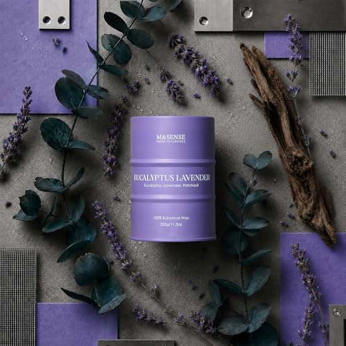 Image of M&SENSE Eucalyptus Lavender Scented Candles Natural Non Toxic, Aromatherapy Candle for Stress Relief Meditation Relaxing, Housewarming Gifts for Women Men, 11.3oz 70 Hour Long Burning