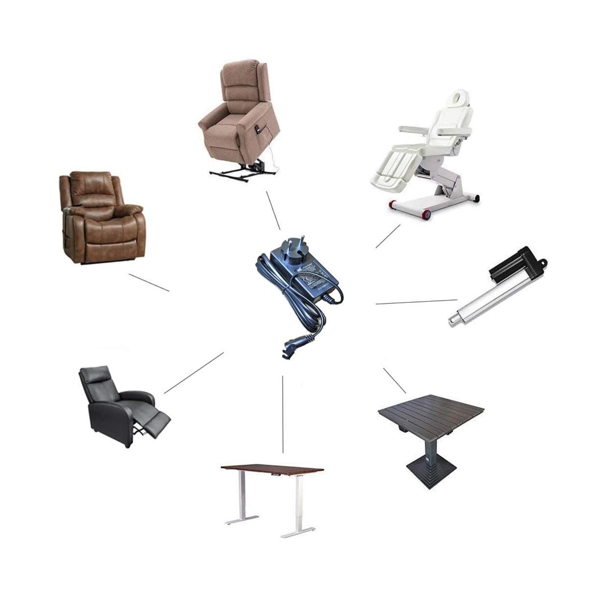 Fuente de Alimentación 29V 2.0A AC/DC Transformador Reclinable Relax para Silla Elevadora Motorizada