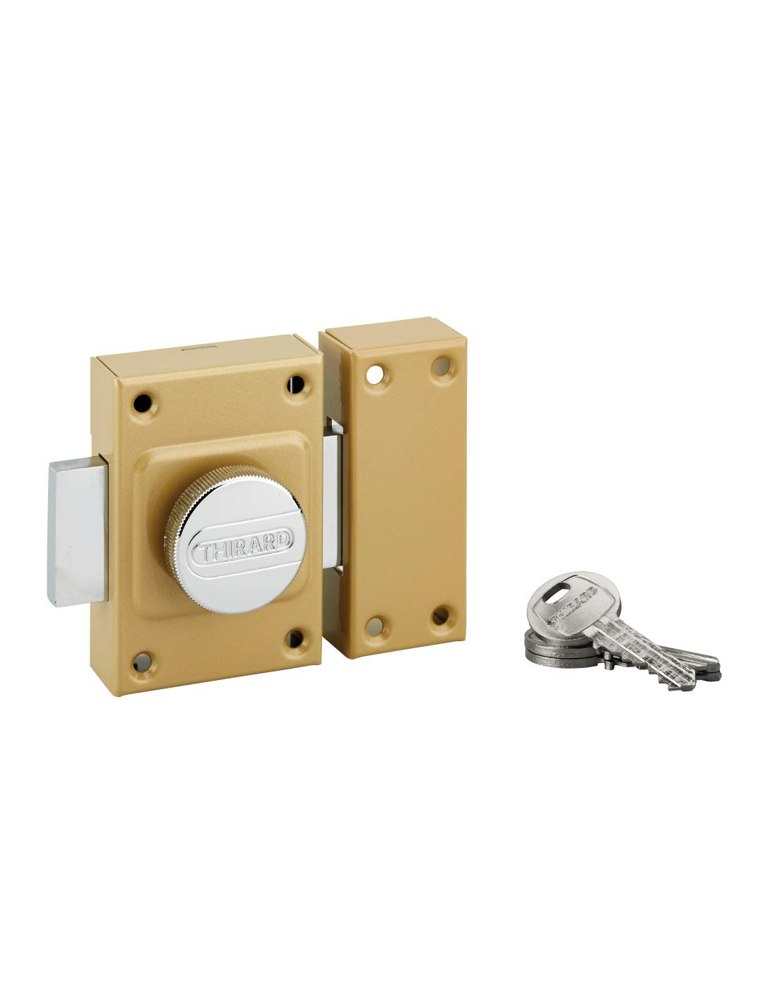 THIRARD Verrou à Bouton et Cylindre Acier Cylindre 45 mm Verni