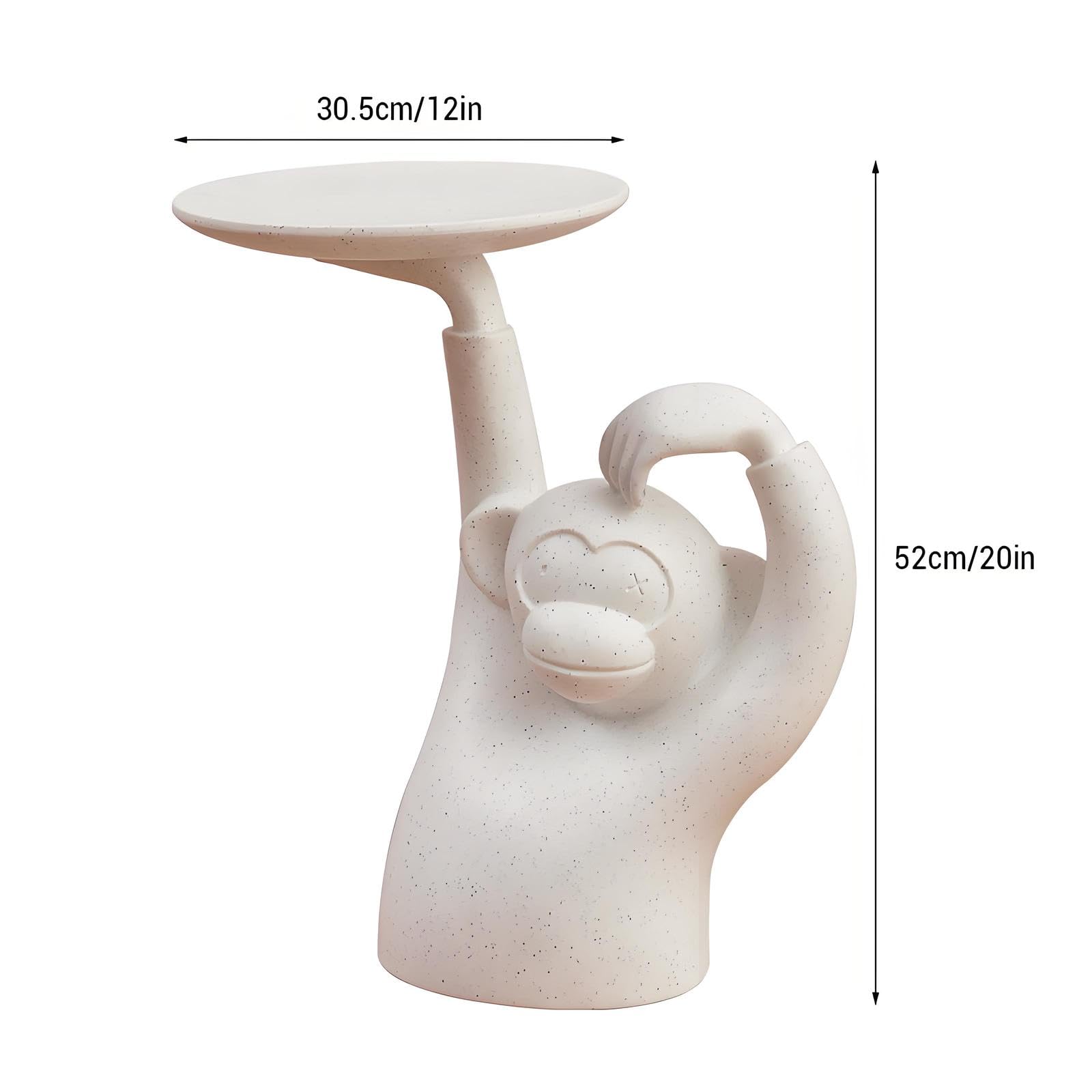 Moderner Plastik AFFE Skulptur Beistelltisch, Niedliches Tablett Beistelltisch für Wohnzimmer, Schlafzimmer als Couchtisch & Nachttisch, Gray1