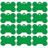 SOCHII Hundehalsband-Zubehör, Aluminium, personalisierbar, Knochen-Namen, Telefon-ID-Tags, doppelseitig, Grün, 51 x 36 mm, 20 Stück